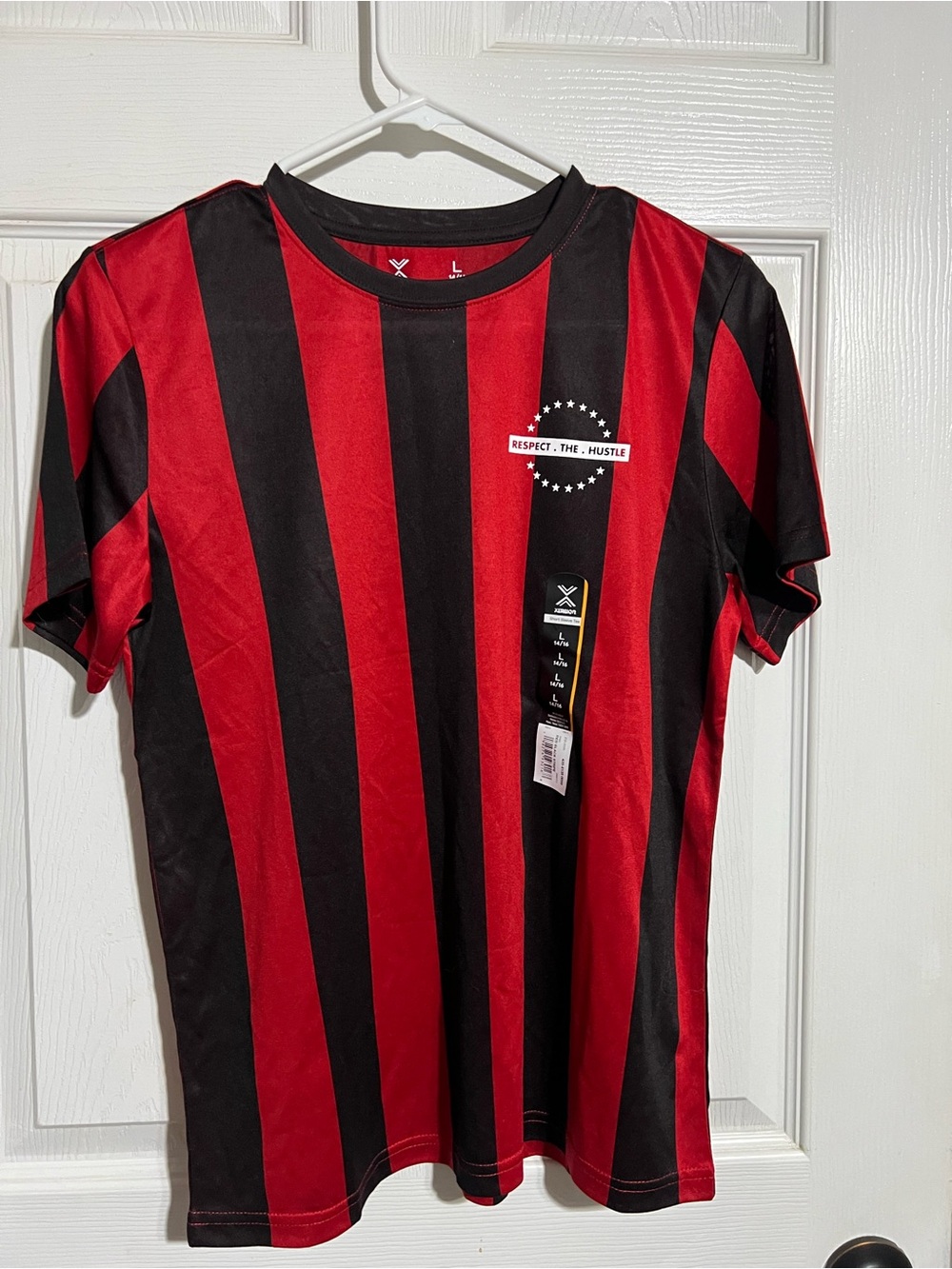 Xersion Red & Black Vertical Stripe Athletic Tee